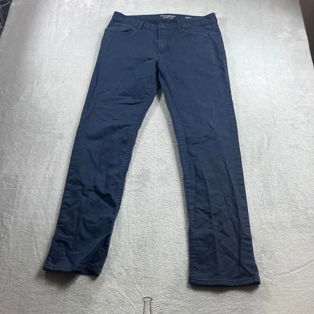Banana Republic Travel Jean Mens 34x32 Slim Fit Navy Blue Stretch Pants